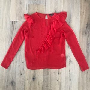 Sheer Red Ruffle Top